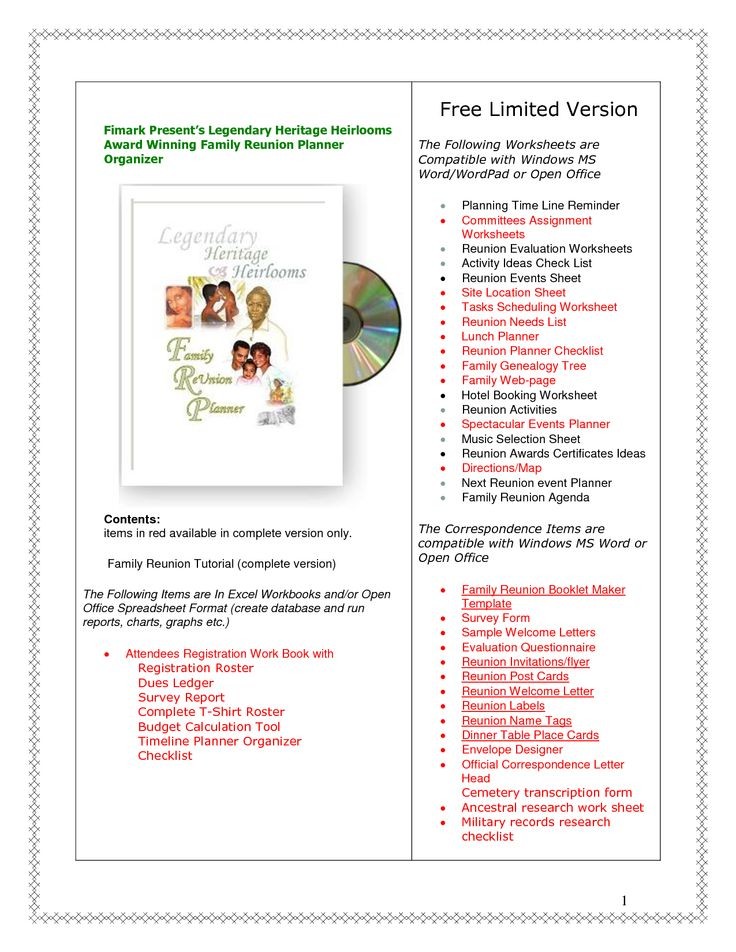 148 Best Family Reunion Information Images On Pinterest Awards Printables