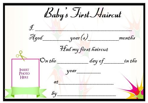 20 Free Baby S First Haircut Certificate Templates Attractive Template