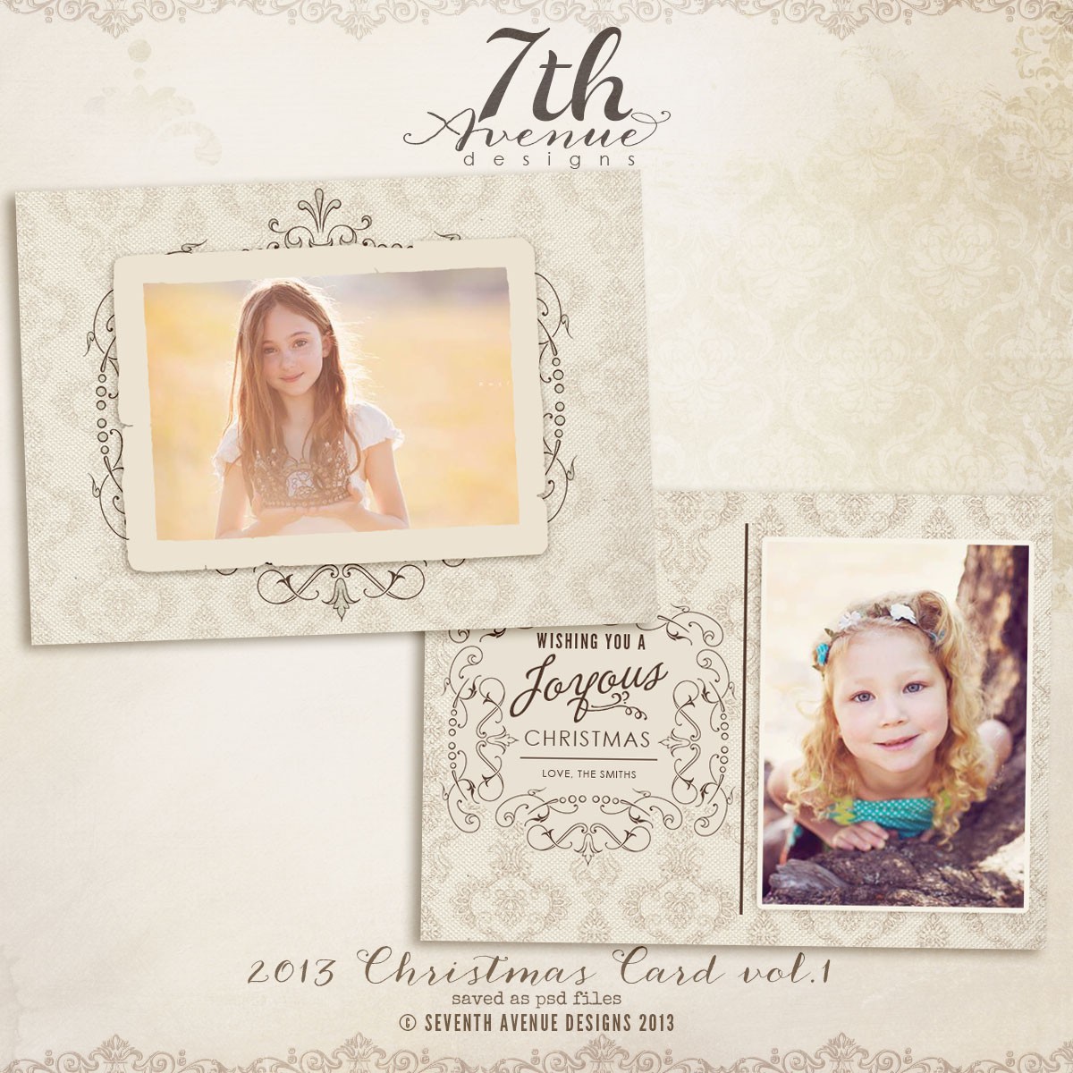2013 Christmas Card Templates Vol 1 Cc2013 4 00 7thAvenue Free For Photographers