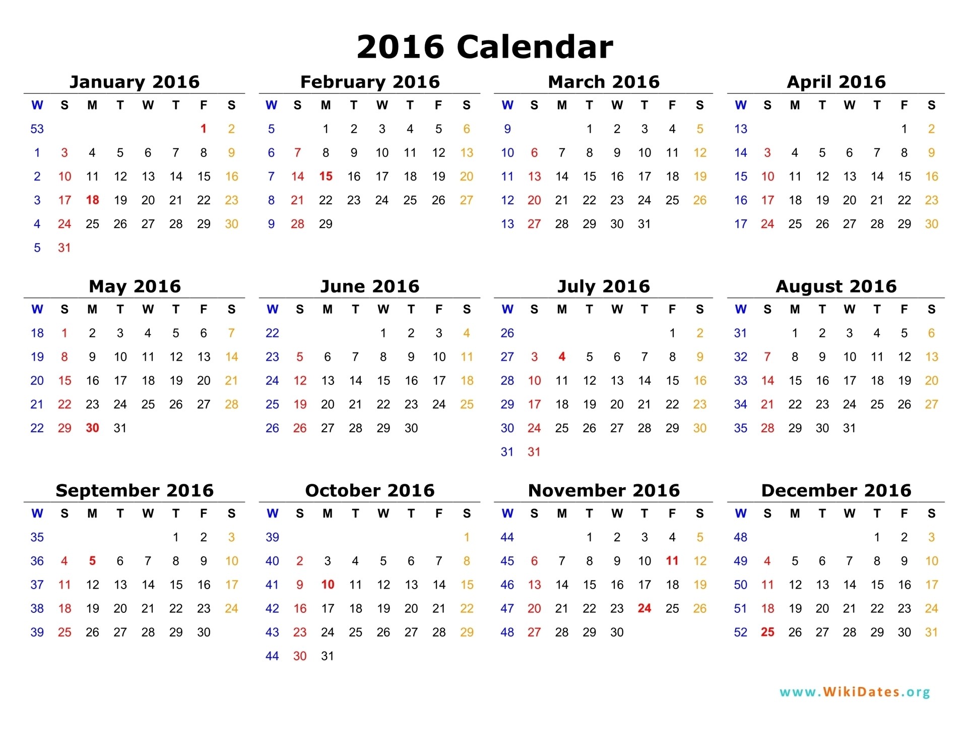 2016 Calendar Download 2017