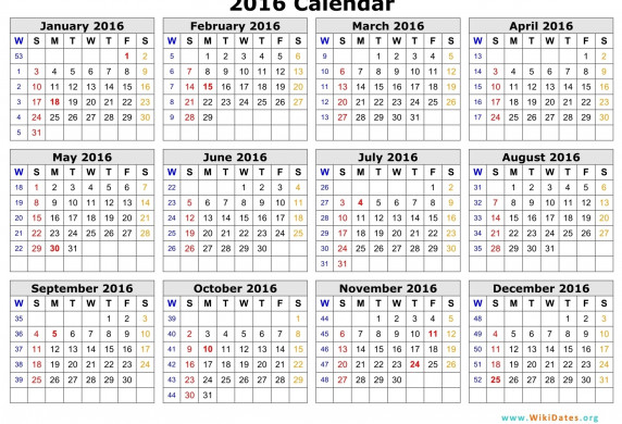 2016 Calendar WikiDates Org Download 2017 Word