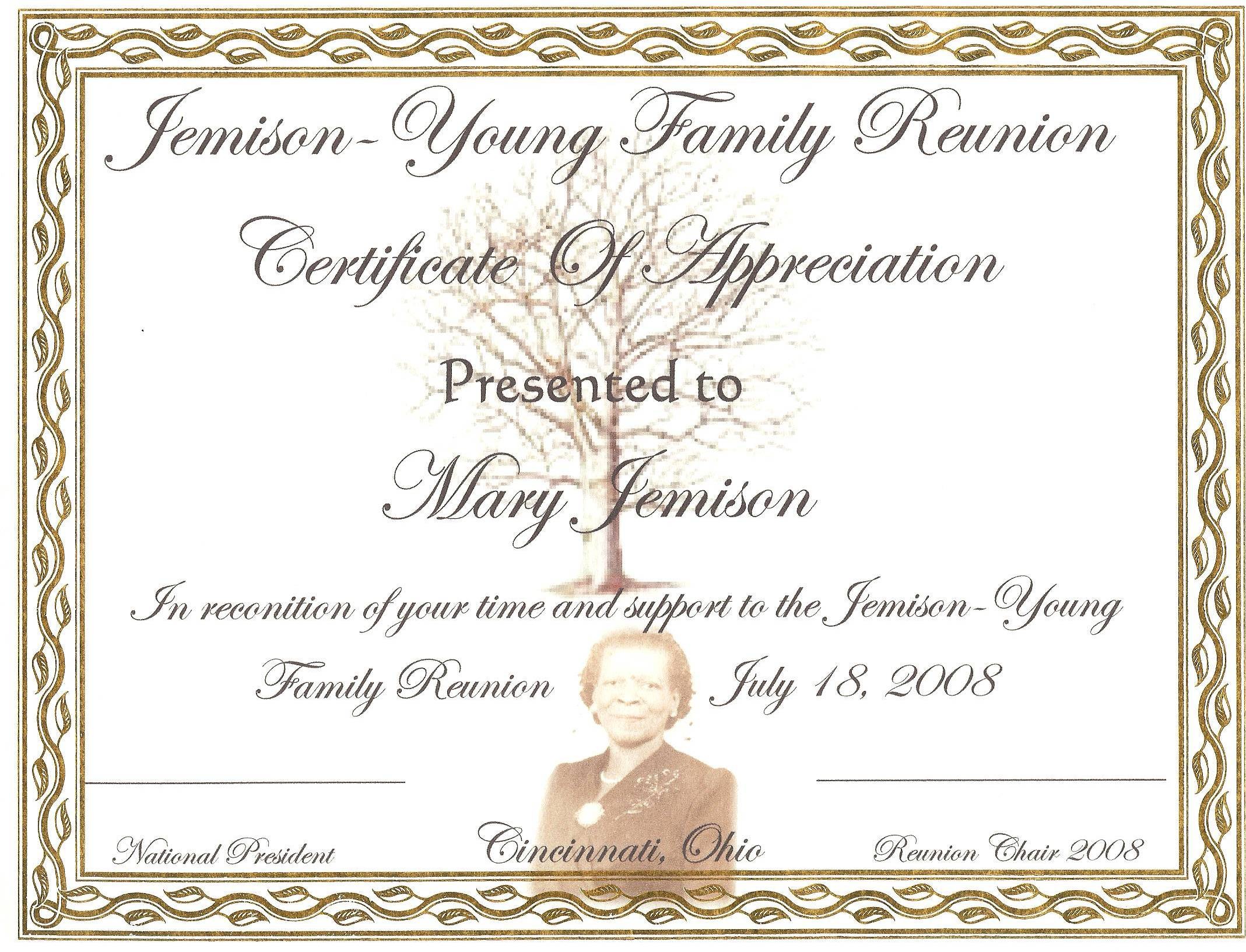 Free Printable Awards For The Family Reunion Award Certificates