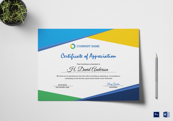29 Certificate Of Appreciation Templates Word PDF PSD Free Salvation Template