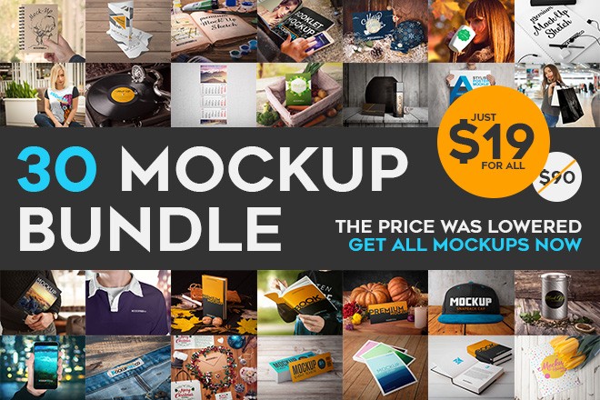 30 Mockups Bundle Premium PSD Collection For 19 Free Templates Psd