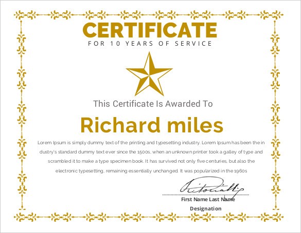 37 Best Certificate Of Appreciation Templates Images On Pinterest Long Service Template Sample