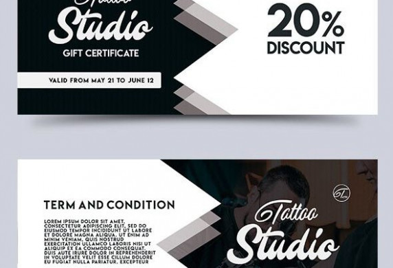 45 Premium Free PSD Professional Gift Certificates Templates For Tattoo Card Template