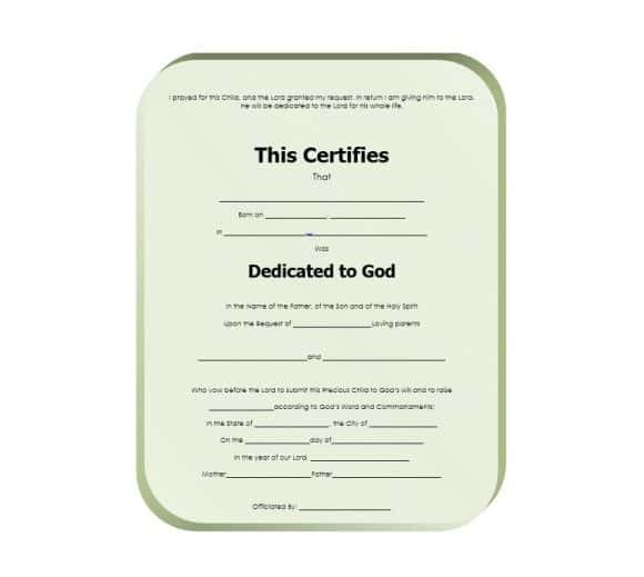 50 Free Baby Dedication Certificate Templates Printable Of Salvation Template