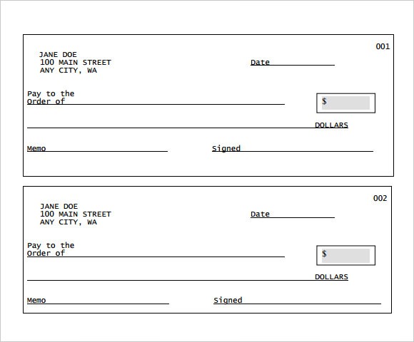 6 Blank Cheque Samples Sample Templates Template
