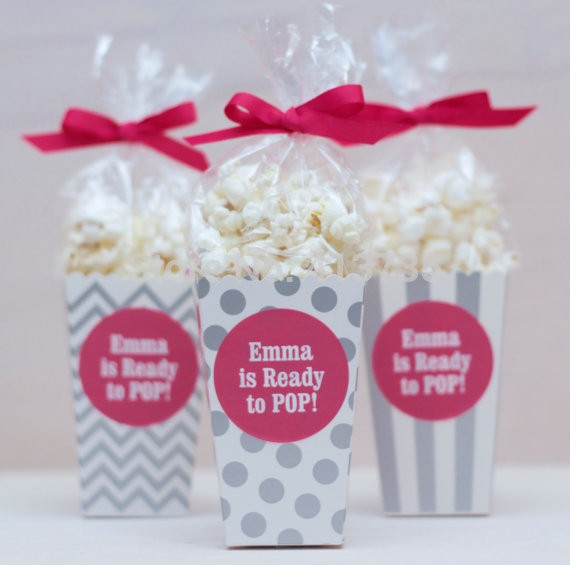 6 Silver Popcorn Box Favors Baby Shower Ready To Pop Boxes