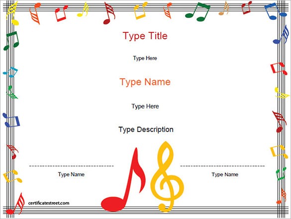 7 Printable Music Certificate Templates Free Word PDF Documents Gift Template