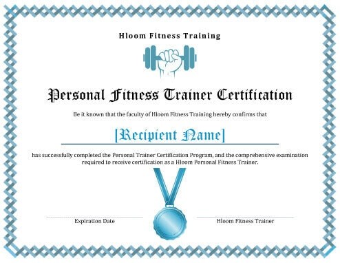 7 Training Certificate Templates Free Download Personal Trainer Template