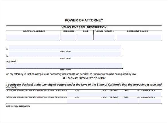 8 Blank Power Of Attorney Forms Samples Examples Format Free Printable Template