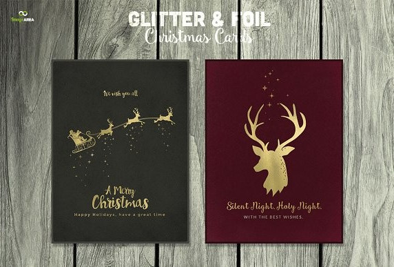 9 Hot Foil Christmas Cards PSD Card Templates Creative Market Psd