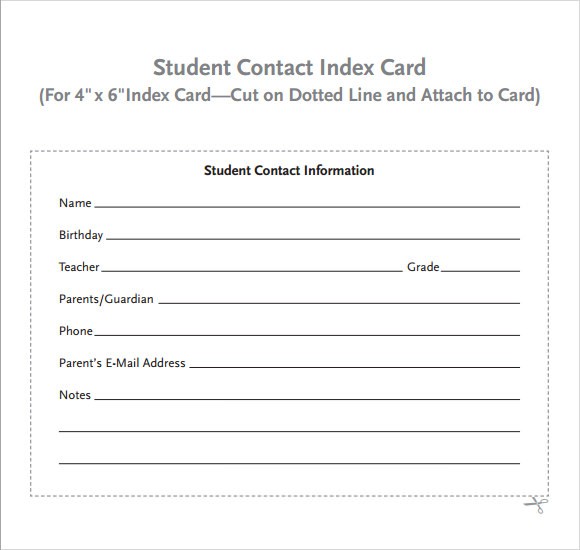 9 Index Card Templates For Free Download Sample Printable Contact Cards