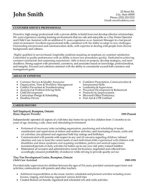 A Professional Resume Template For Customer Service