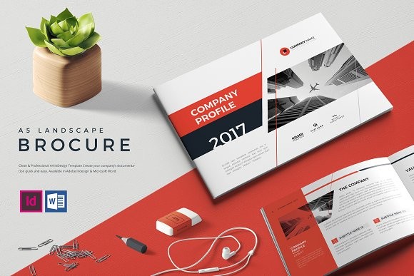 A5 Landscape Company Profile Brochure Templates Creative Market