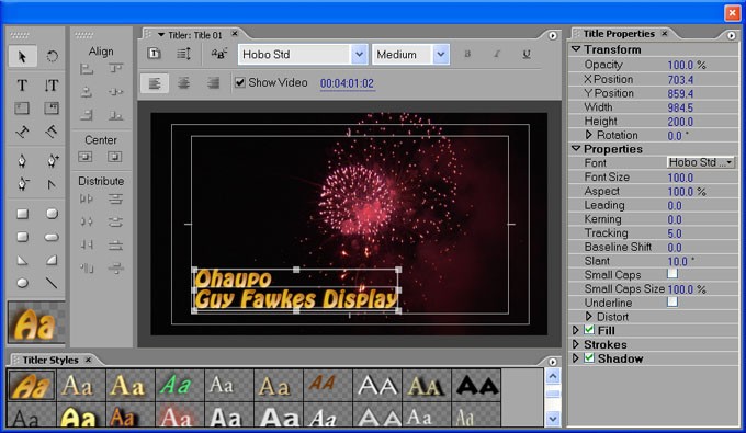 Adobe Premiere Title Designer Styles