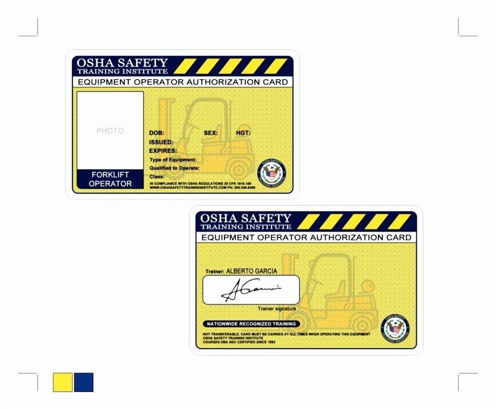 Forklift Training Template Free Wallet Certification Card Template