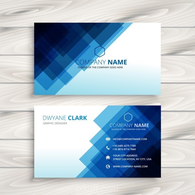 Ai Abstract Blue Business Card Template Vector Free Download Pikoff