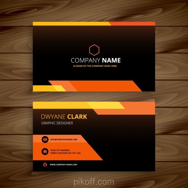 Ai Orange And Black Business Card Vector Free Download Pikoff Visiting