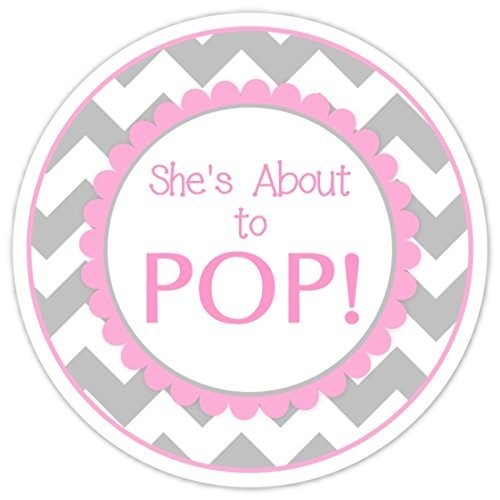 Amazon Com 36 Baby Shower Labels She S About To Pop Stickers Pink