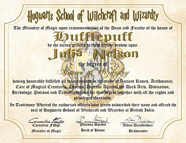Amazon Com Personalized Harry Potter Diploma House Of