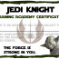 Any Given Moment July Star Wars Birthday Jedi Knight Training Certificate
