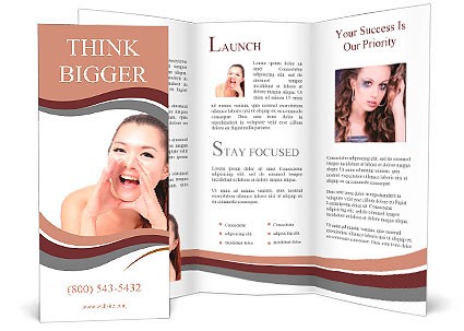 Asian Beauty Skin Care Woman Face Beautiful Young Touching Brochure
