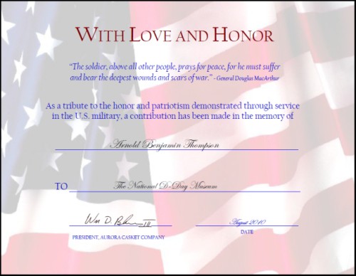 Aurora Advantage Marketing Solutions Hometown Veterans Day Certificates