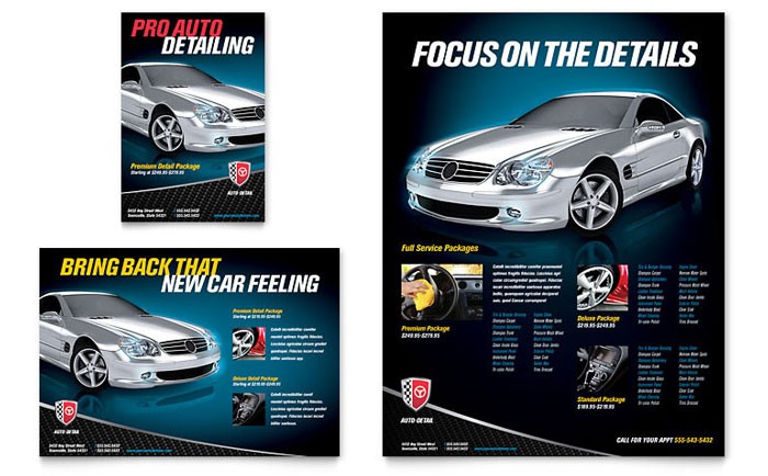 Auto Detailing Flyer Ad Template Design Brochure