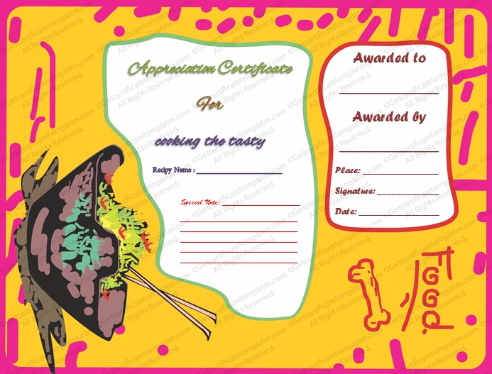 Award Certificate For Best Cooking Get Templates Chili Template