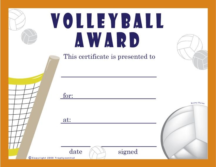 Award Certificate Template For Volleyball Best White Filing Cabinet Awesome