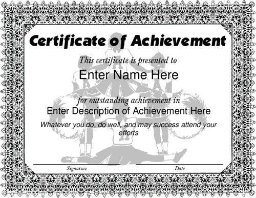 Award Certificate Templates Cheerleading Template