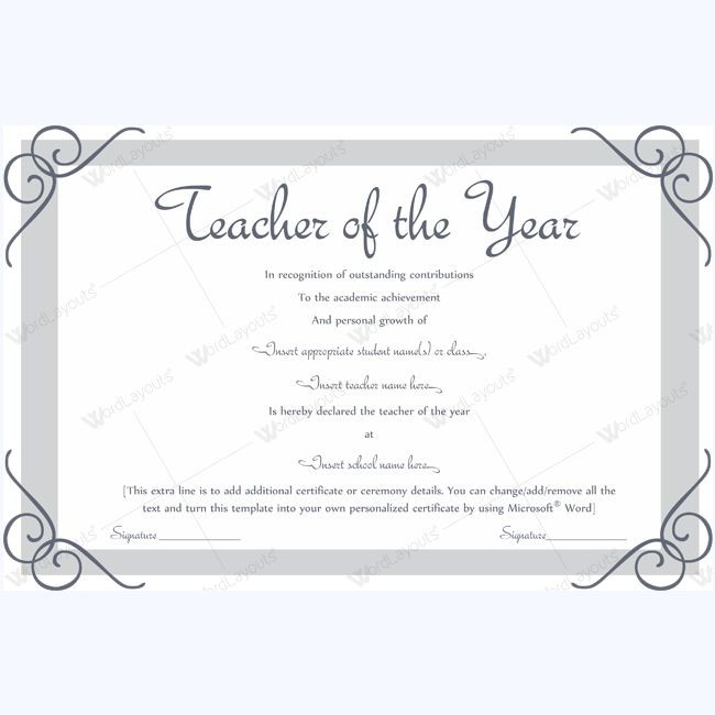 Award Template Teacher Of The Year Certificate Eagle Flyer