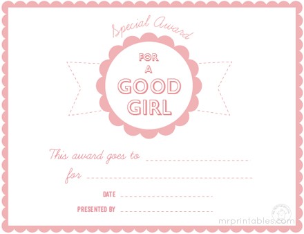 Awards For Good Behavior Mr Printables Certificate Printable