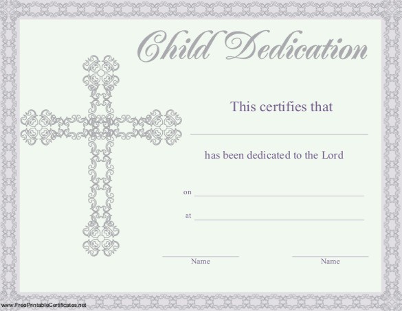 Free Printable Dedication Certificates