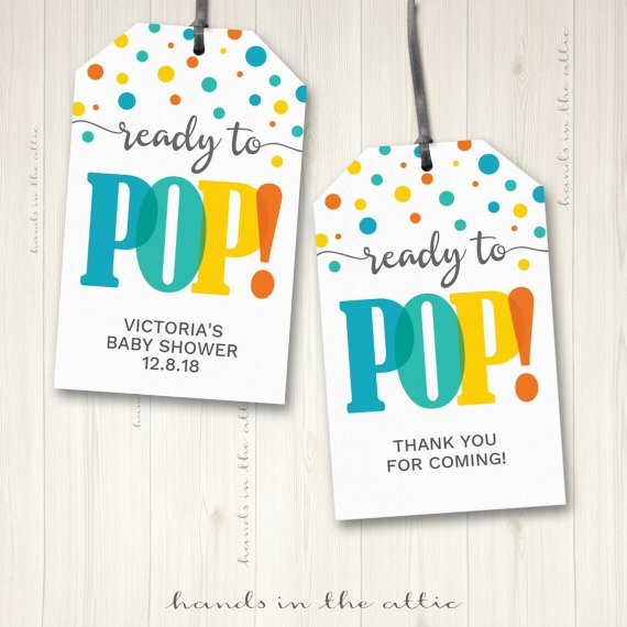 Baby Shower Labels Pop Ready Gift Tags Favor Hang DIY To