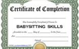 Babysitting Certification Certificate Printable Templates Free Template