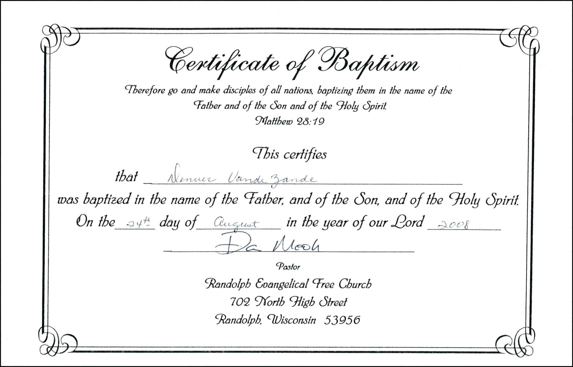 Baptism Certificate Template Pdf Brochure Templates Free Download Word