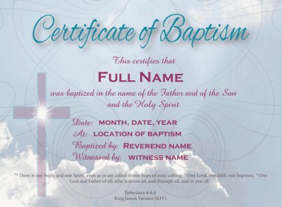 Baptism Certificate Template Wording
