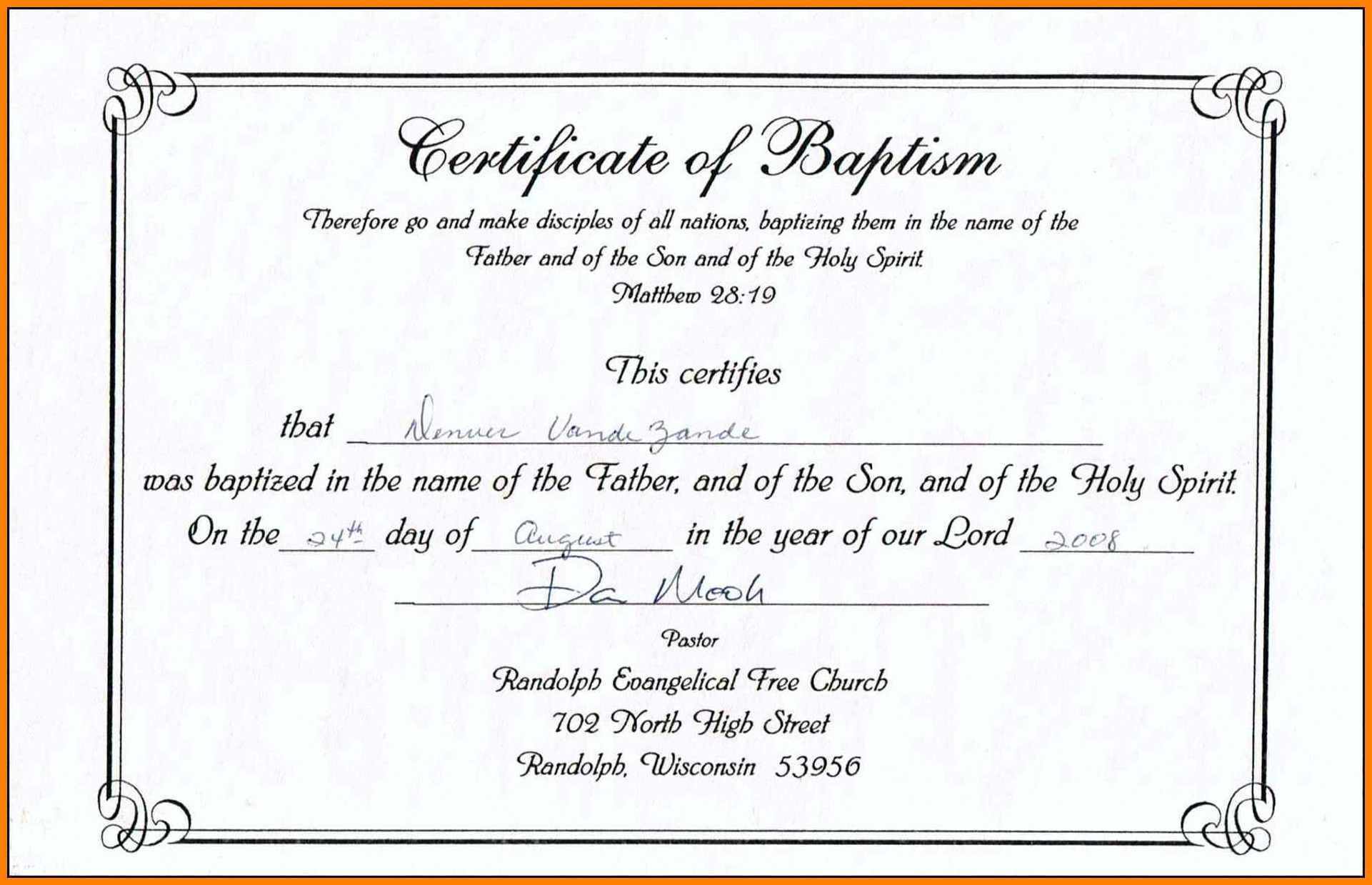 Baptismal Certificates Template Baptism Certificate Word Free