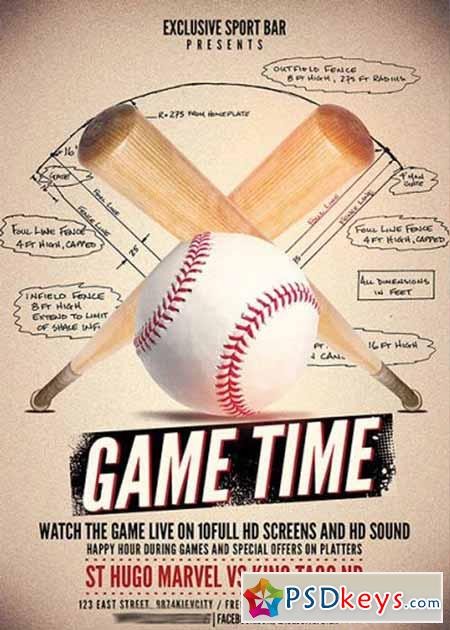 Baseball Game Premium Flyer Template Facebook Cover Free Brochure