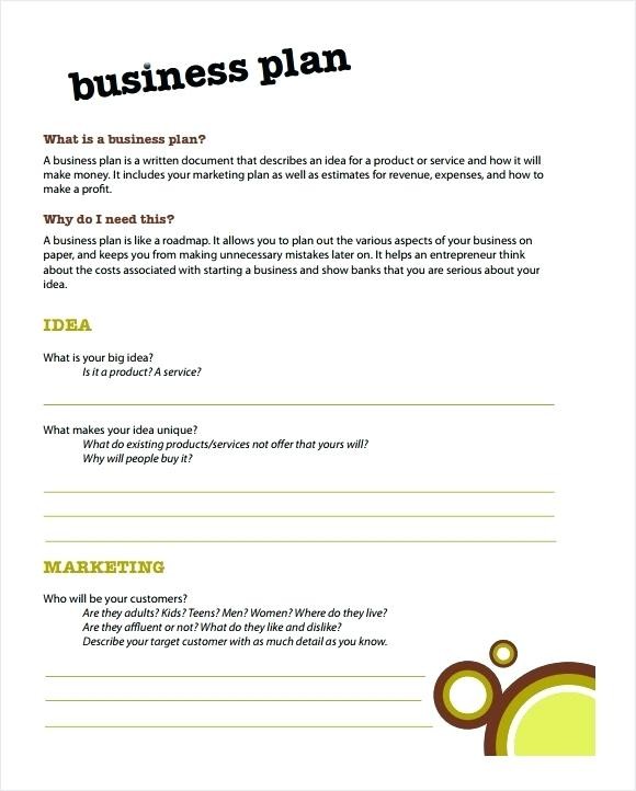 Basic Business Plan Template For Students Planning Simple Startup Free