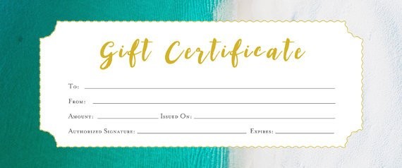 Beach Gift Certificate Blank Etsy Template