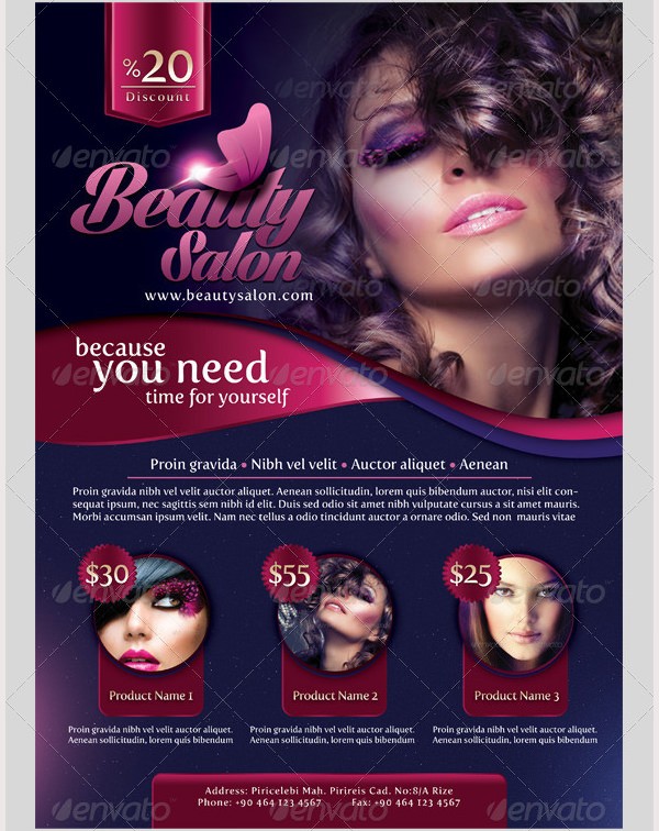 Beauty Salon Flyer Hair Brochure Templates 50 Best Spafitness Free