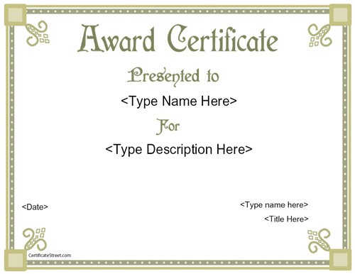 Best Paper Award Certificate Template Blank Printable