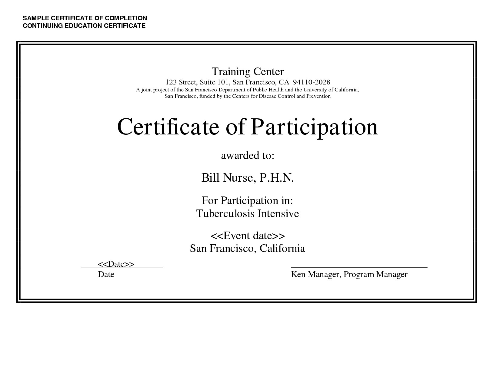 Best Photos Of Sample Certificate Template Free Training Ceu