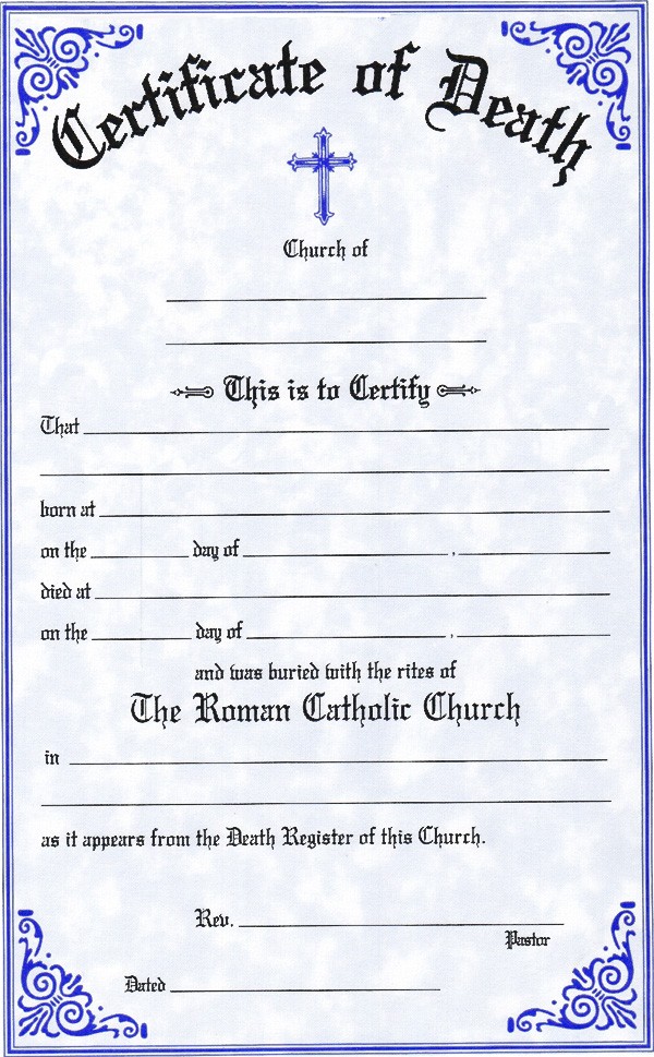 Best Photos Of Template Death Certificate Word