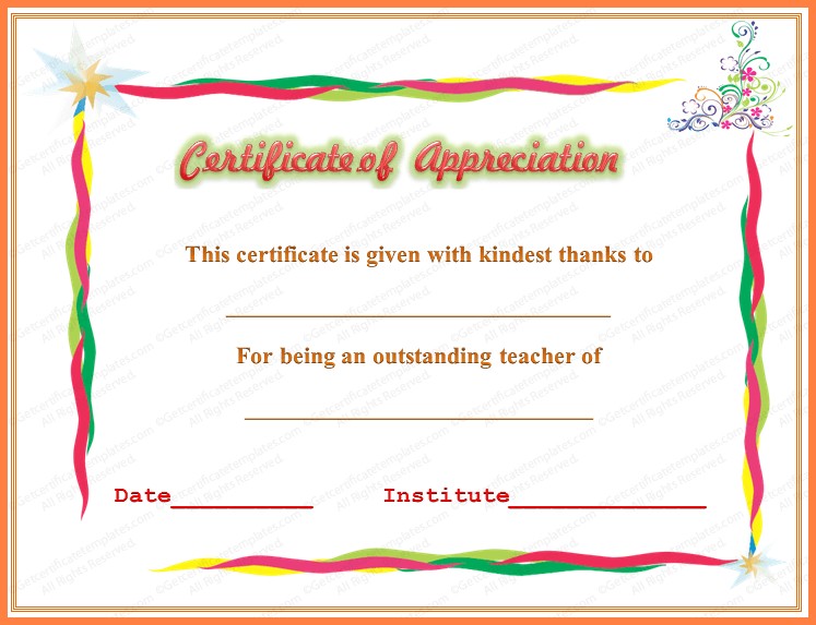 Best Teacher Certificate Appreciation Wording