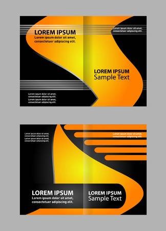 Bi Fold Brochure Empty Vector Template Print Design Bright Orange Bifold